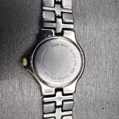 Bulova Watch Women 25mm White Dial Two Tone Date Round New Battery 98M36 Vintage10