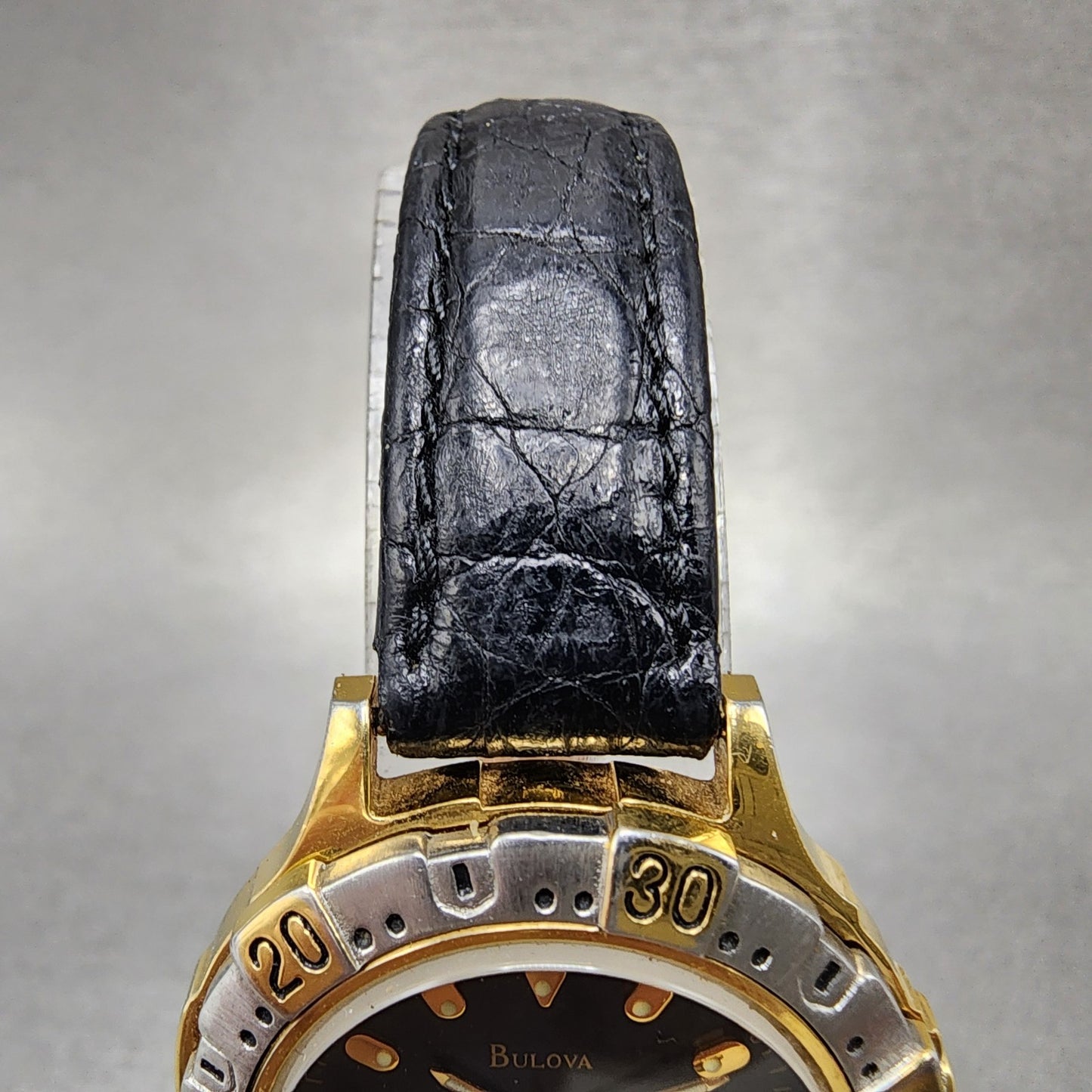 Bulova Marine Star Dive Watch Women 28mm Black Dial Gold Tone Date 98M31 PARTS5