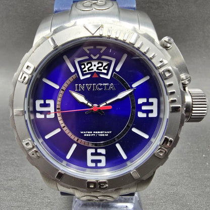 invicta corduba Watch Men 52mm Blue Dial Silver Tone Date Round 10606 New Batt0
