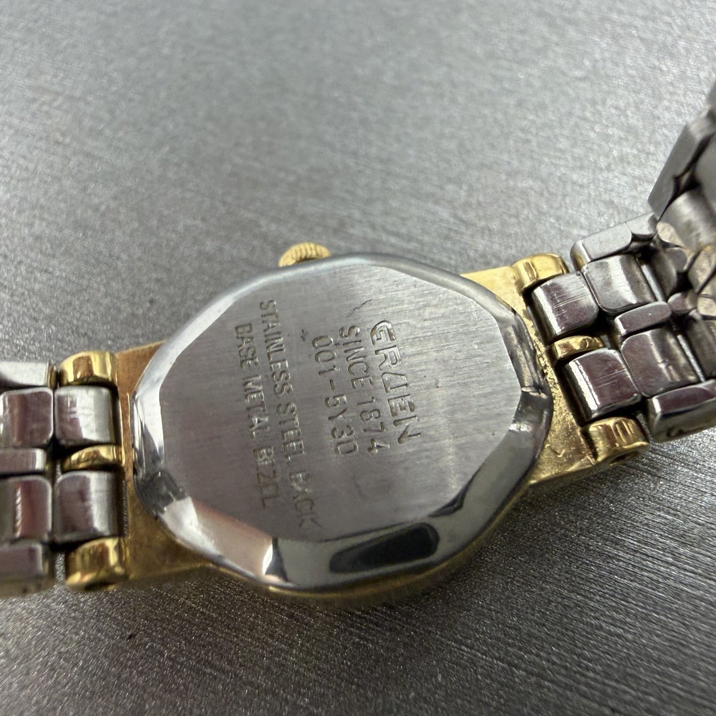 Gruen Watch Women 16mm Black Dial Gold Tone Oval new Battery Vintage9