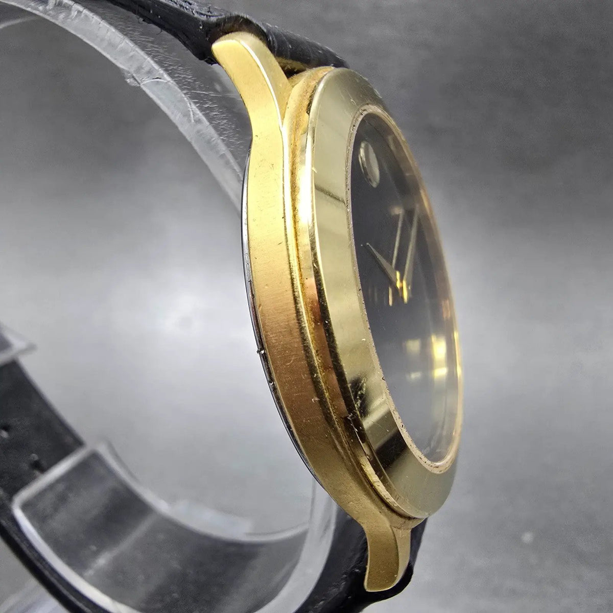 Movado Museum Watch Men 34mm Black Dial Gold Round 87-D1-844 New Battery Box4