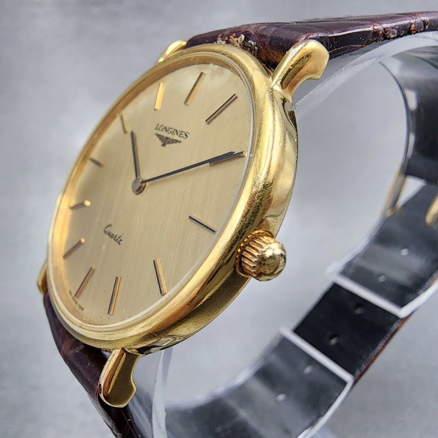 Longines Watch Men 32mm Gold Dial Gold Tone Round 150 7229 New Battery VTG2