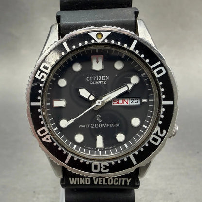 Citizen CQ Dive Watch Men 38mm Black Dial Steel Daydate 3802-450868 New Battey0