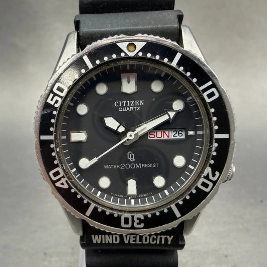 Citizen CQ Dive Watch Men 38mm Black Dial Steel Daydate 3802-450868 New Battey0