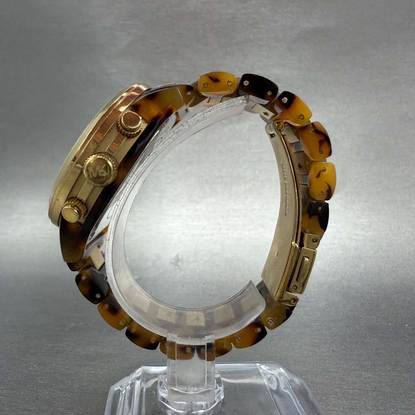 Michael Kors Runway Chrono Watch Women 38mm Champagne Dial Gold & Brown New Batt6