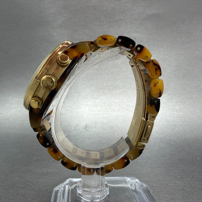 Michael Kors Runway Chrono Watch Women 38mm Champagne Dial Gold & Brown New Batt6