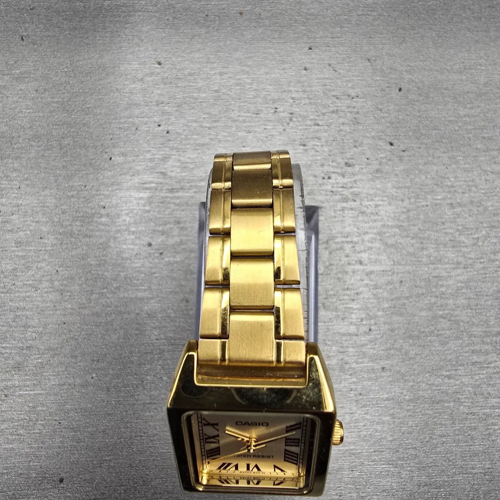 Casio Tank Watch Women 22mm Silver Dial Gold Tone Rectangle LTP-V007 New Battery4