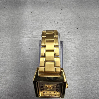 Casio Tank Watch Women 22mm Silver Dial Gold Tone Rectangle LTP-V007 New Battery4