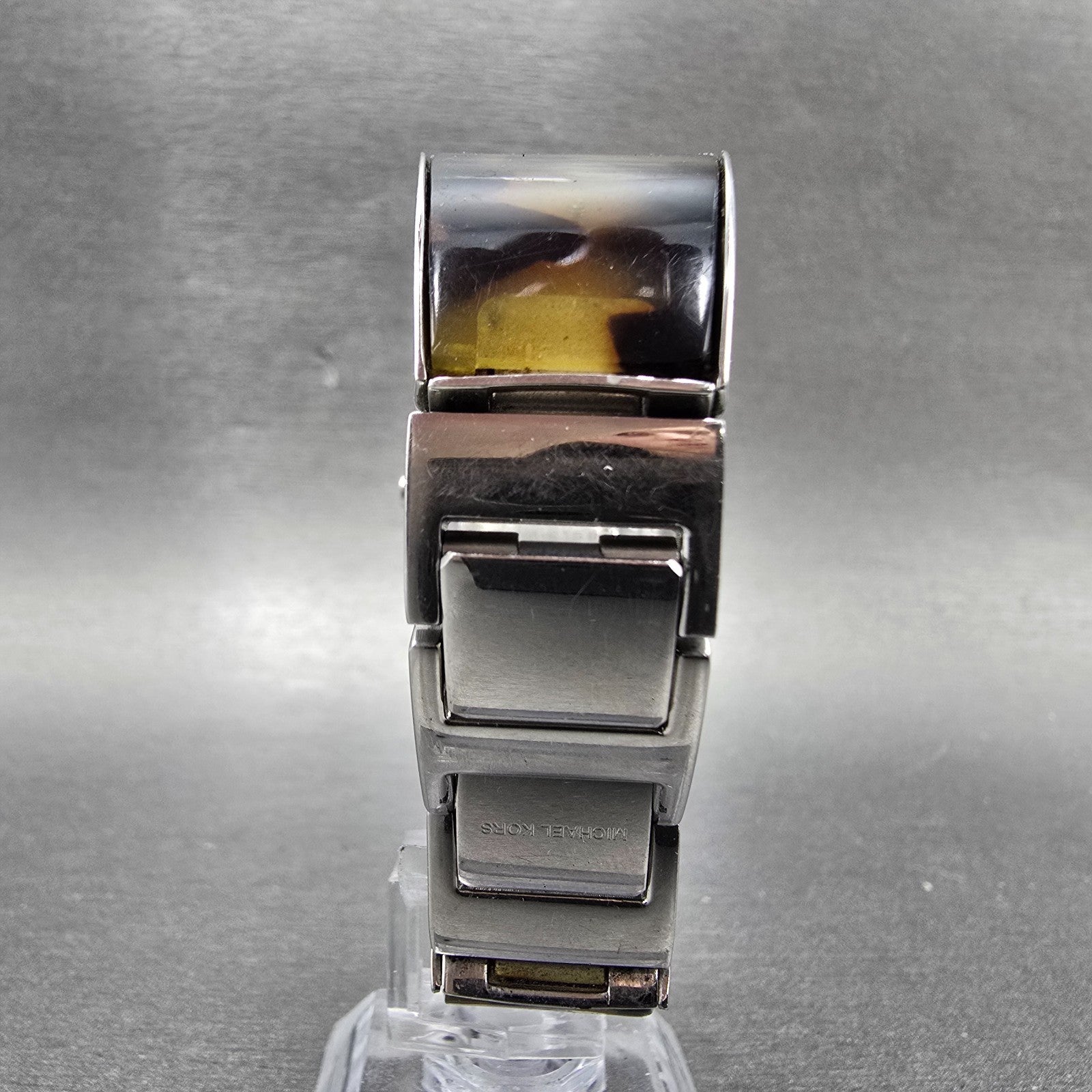 Michael Kors Watch Women 28mm Brown Dial Silver Tone Rectangle MK-4168 New Batt7