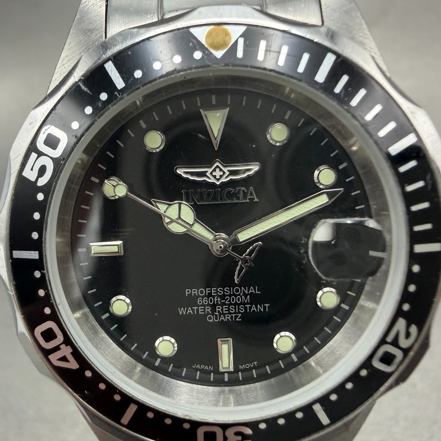 Invicta Pro Diver Watch Men 38mm Black Dial Silver Tone Date Round 8932 New Batt1