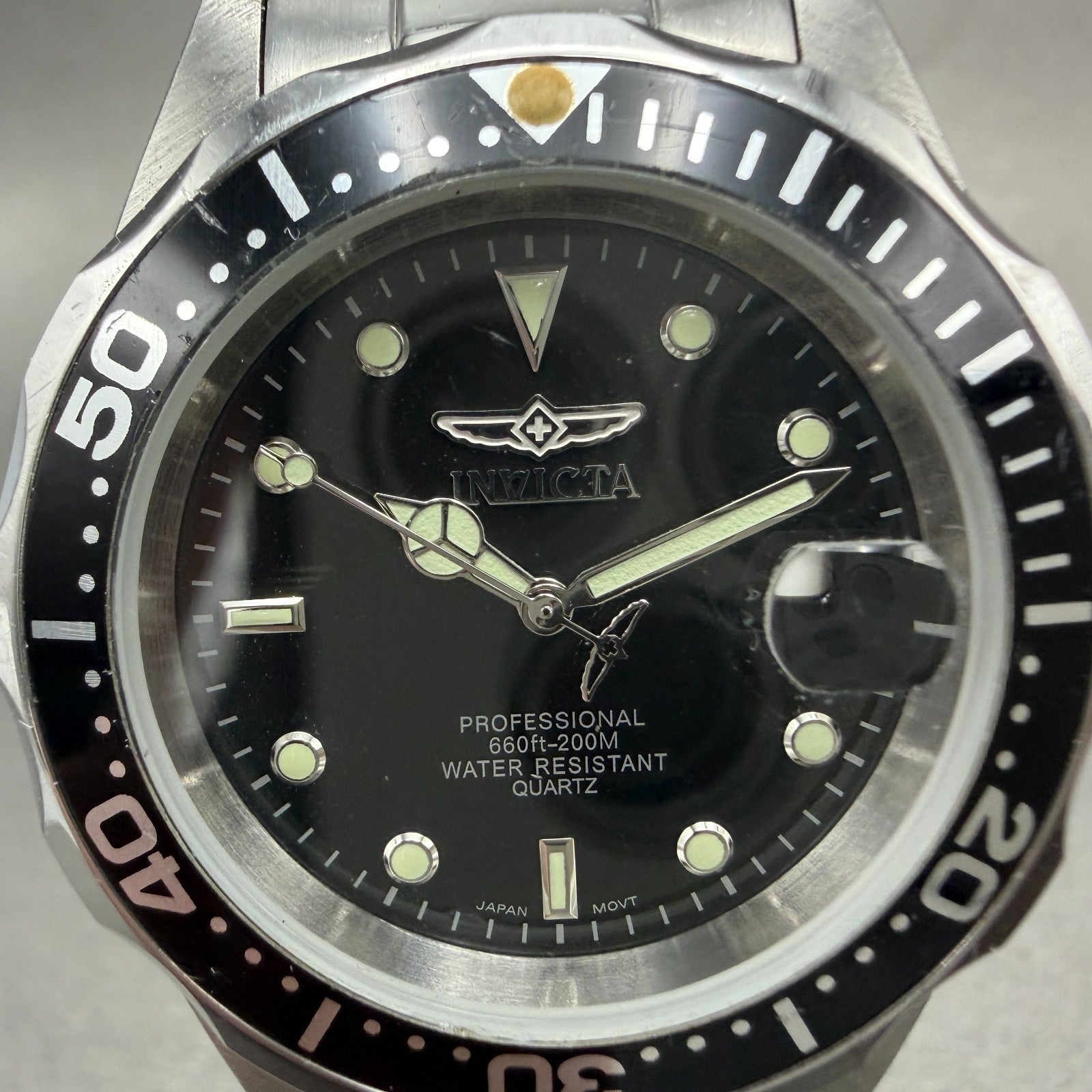Invicta Pro Diver Watch Men 38mm Black Dial Silver Tone Date Round 8932 New Batt1