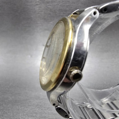 Seiko Solar Watch Women 29mm Silver Dial Two Tone Date Round V137-0BH0 Runs JP2