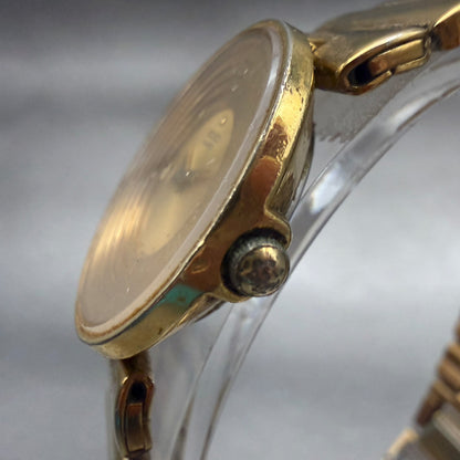 Seiko Watch Women 25mm Gold Dial Gold Tone Round 1N00-0B59 New Battery VTG2