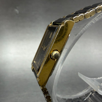 Seiko Tank Watch Women 13mm Black Dial Black & Gold Tone 1E20-551H New Battery2