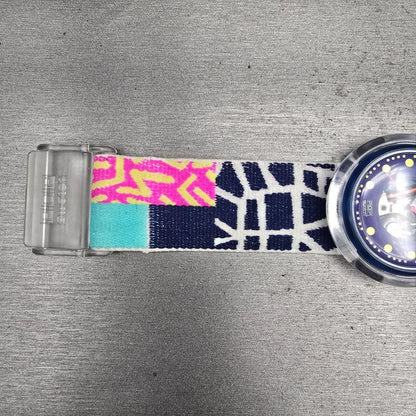 Swatch Pop Photofish Watch Women 47mm Blue Dial Round PWN101 New Battery VTG11