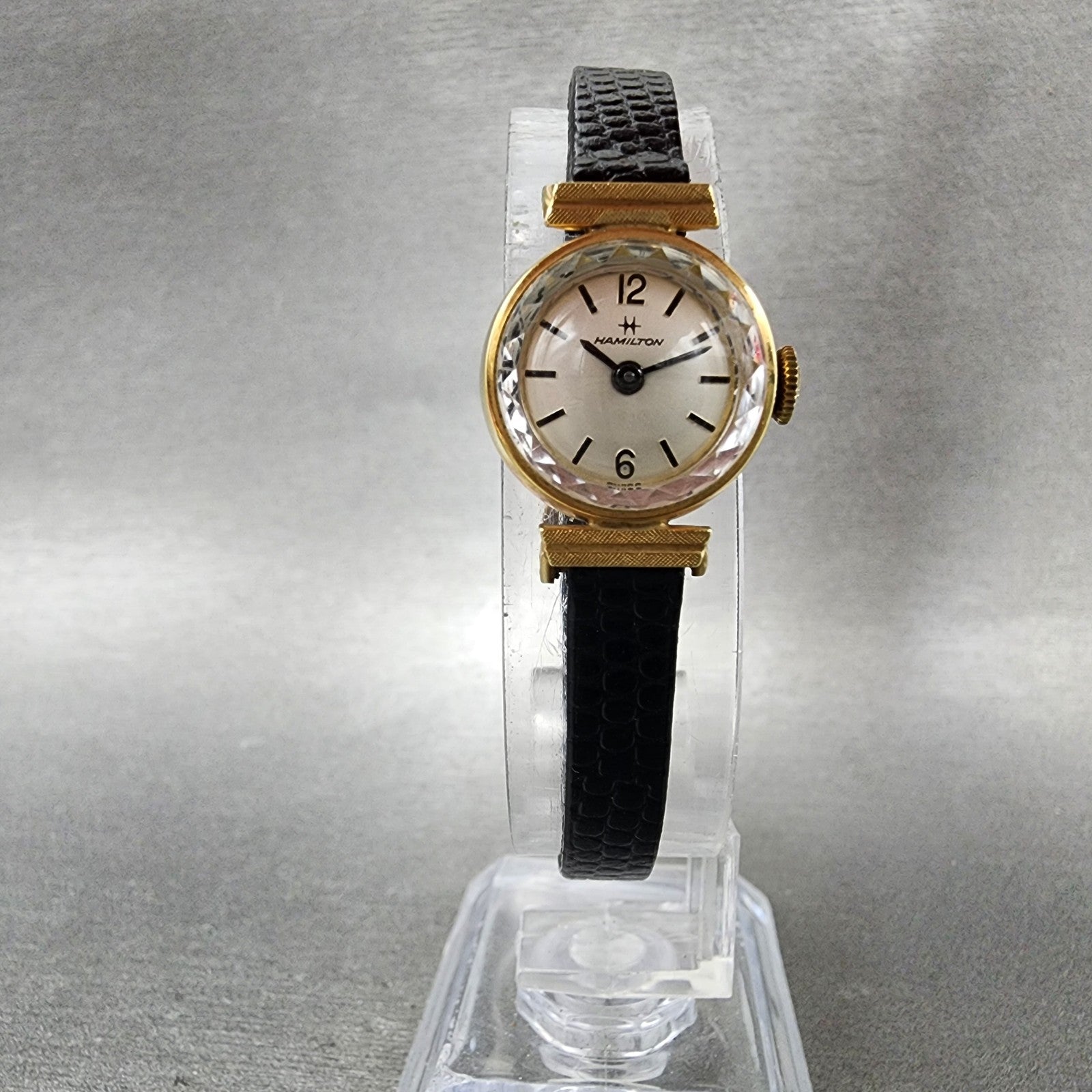 Hamilton Watch Women 17 mm Silver Dial Gold Plated Manual Wind Runs VTG5