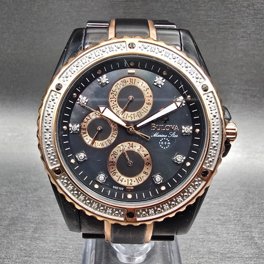 Bulova Marine Star Watch Men 42mm MOP Dial Two Tone Daydate 98E102 New Battery0