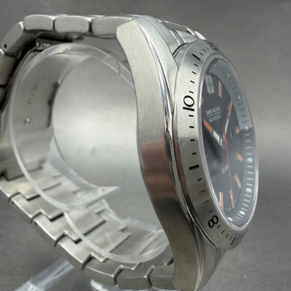 Swiss Military Dive Watch Men 44mm Black Dial Silver Tone Date Round New Battery3
