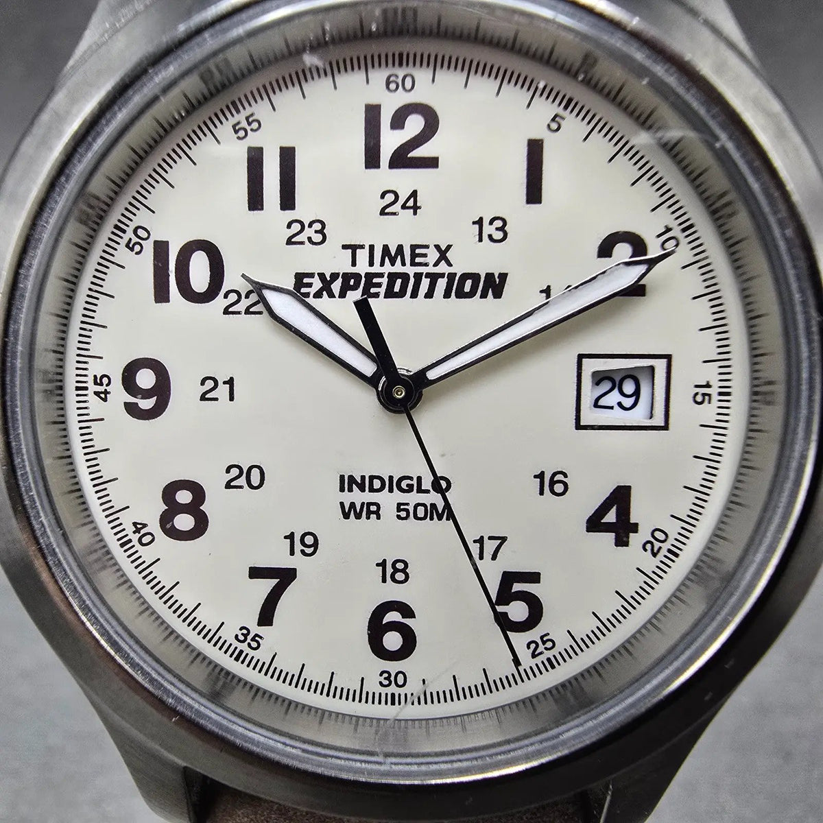 Timex Expedition Watch Men 37mm Cream Dial Gray Date T49870 Round New Battery gr1