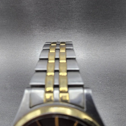 Seiko Solar Watch Men 37mm Gray Dial Two Tone Daydate Round V158-0AA0 Runs JP454
