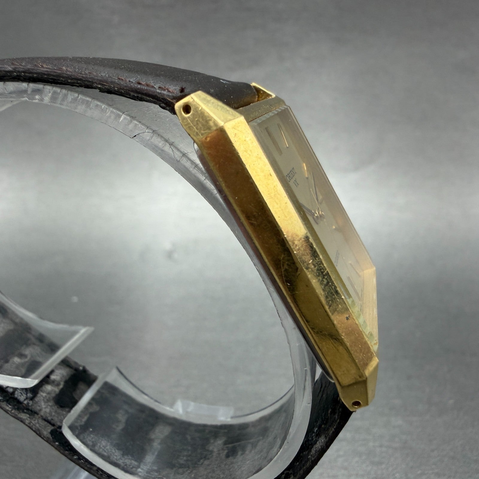 Orient VX Tank Watch Men 26mm Champagne Dial Gold Tone Rectangle New Battery3
