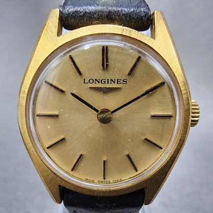 Longines Watch Women 23mm Gold Dial Gold Tone Manual Wind 1147 Runs VTG1