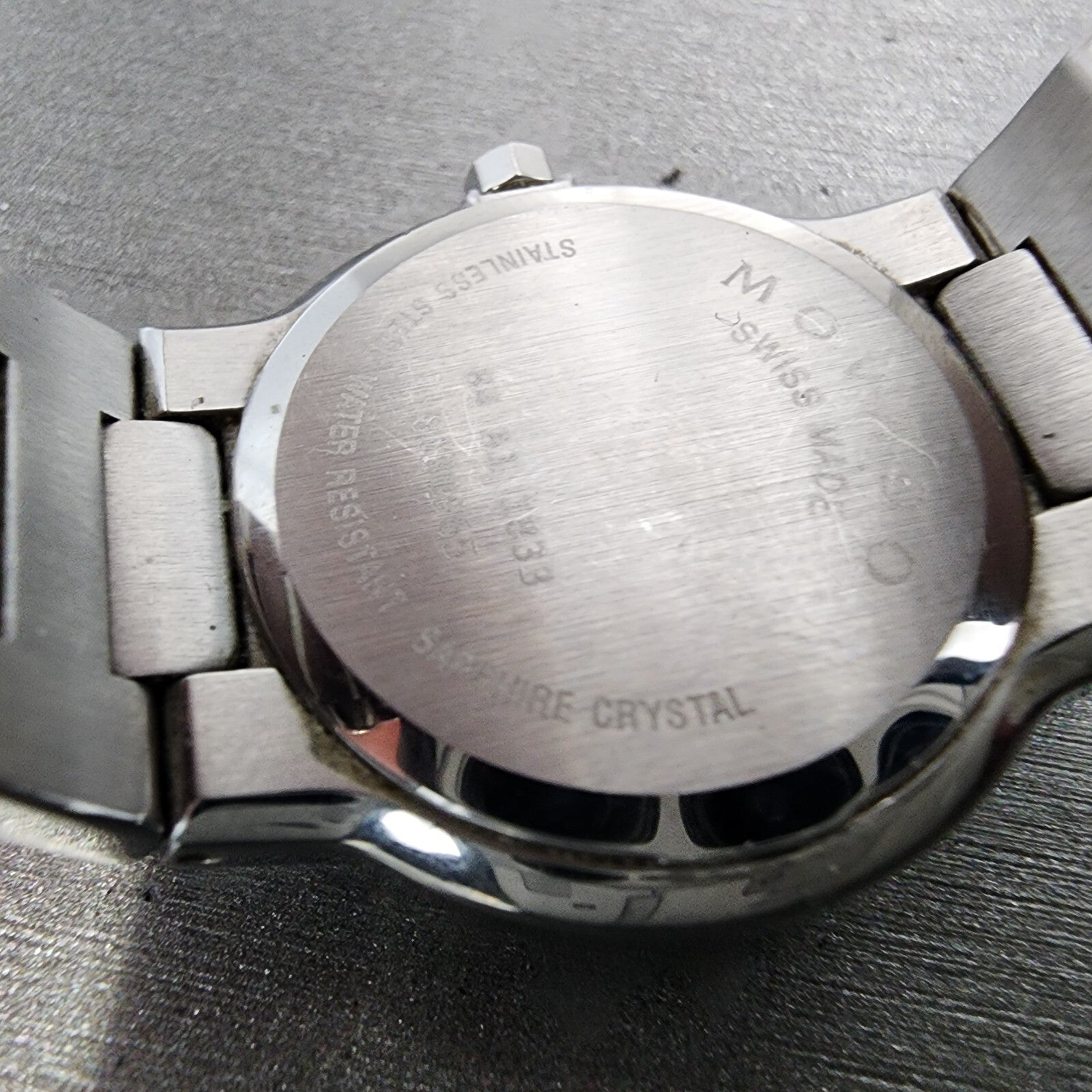 Movado Safiro Watch Women 26mm Black Dial Steel Round 0605806 New Battery9