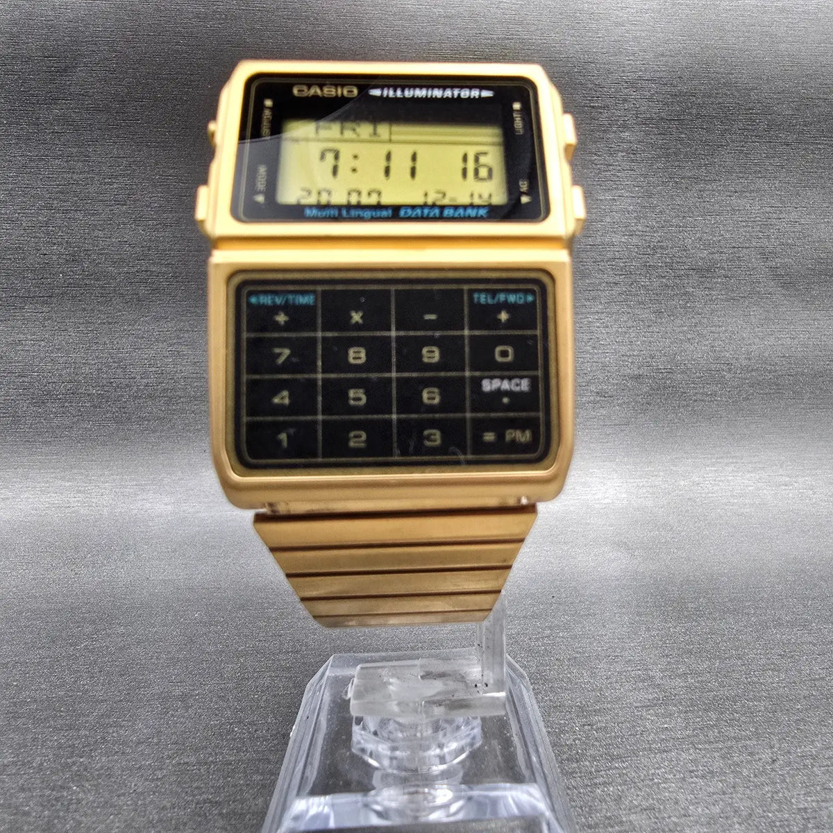 Casio DCB-611G Calculator Watch Men 33mm Gold Tone Chrono Alarm New Battery5