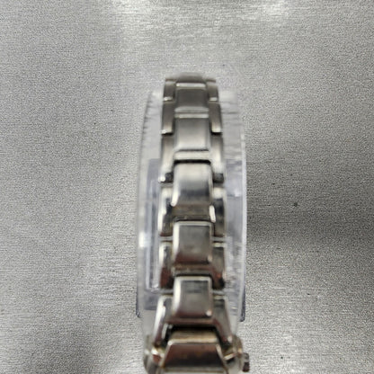VTG Seiko Watch Women 16mm Blue Dial Silver Tone Rectangle 1N00-0GA0 New Battery