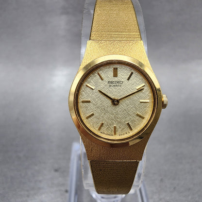 Seiko Watch Women 18mm Champagne Dial Gold Tone Round 4n000669 New Battery0