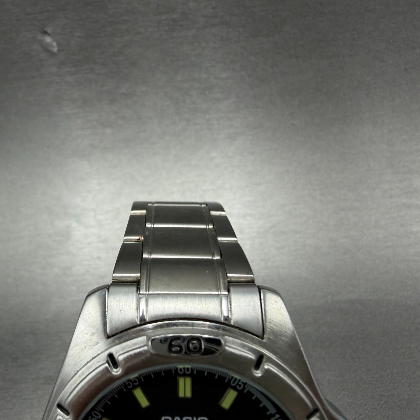 Casio MTP-1244 Dive Watch Men 41mm Black Dial Silver Tone Date Round New Batt 454