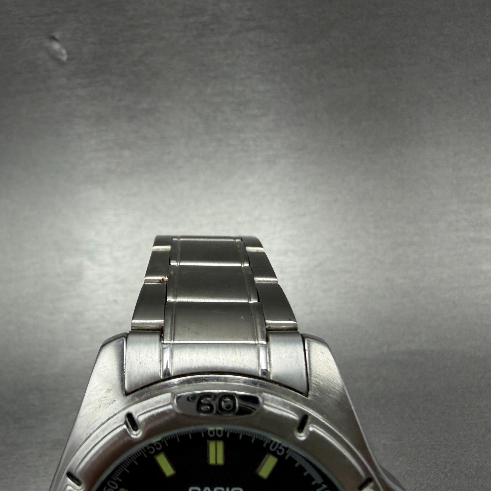 Casio MTP-1244 Dive Watch Men 41mm Black Dial Silver Tone Date Round New Batt 454