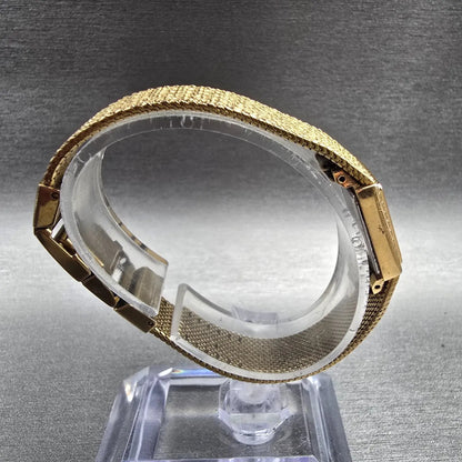 Seiko Watch Women 14mm Gold Dial Gold Tone Rectangle 1E20-5A59 New Battery8