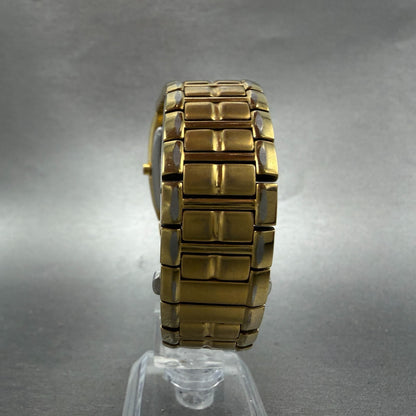 Citizen Eco-Drive Tank Watch Men 31mm Black Dial Gold Tone Date E111-S049369 Run7