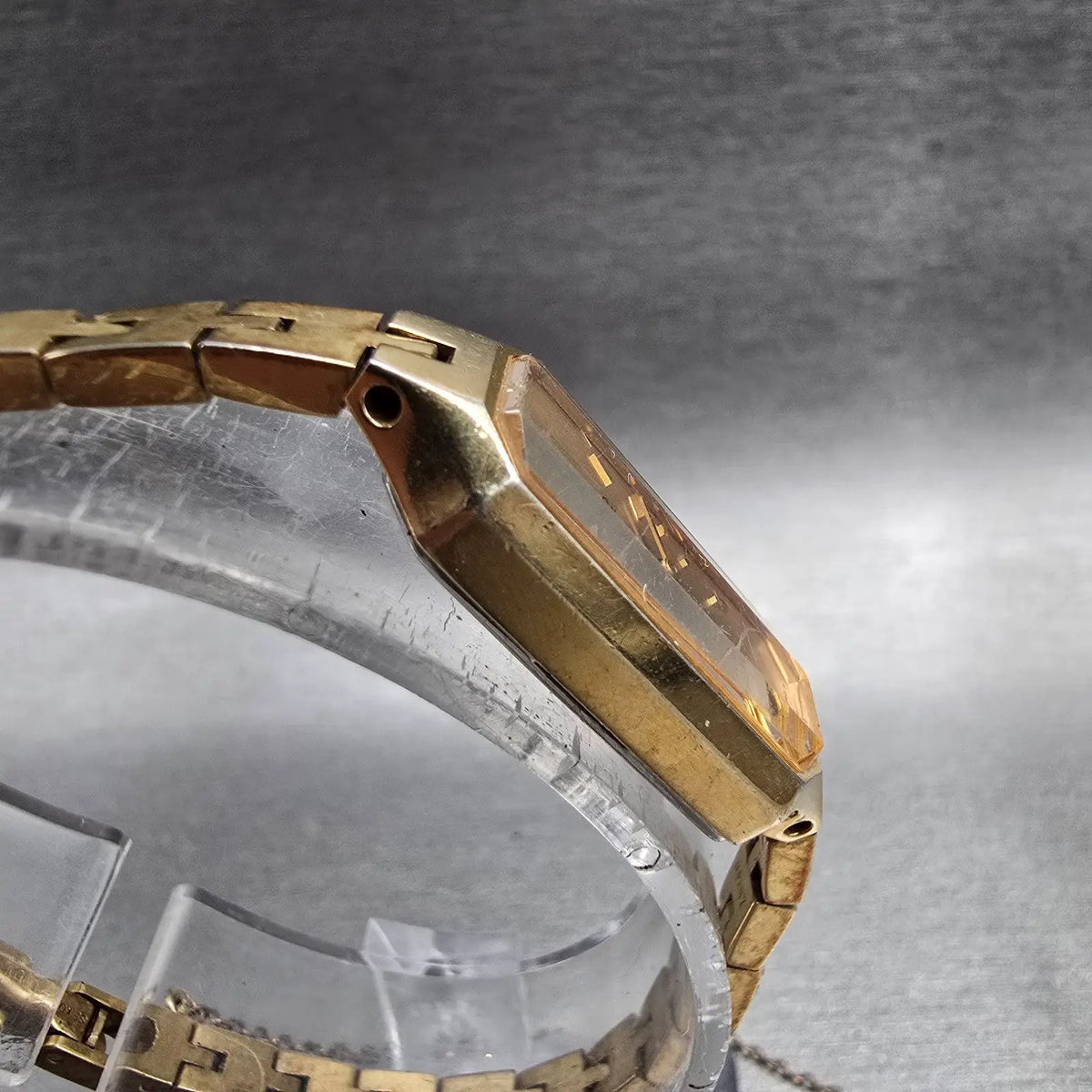 Seiko Watch Women 13mm Gold Dial Gold Tone Rectangle 1320-5940 New Battery JP3