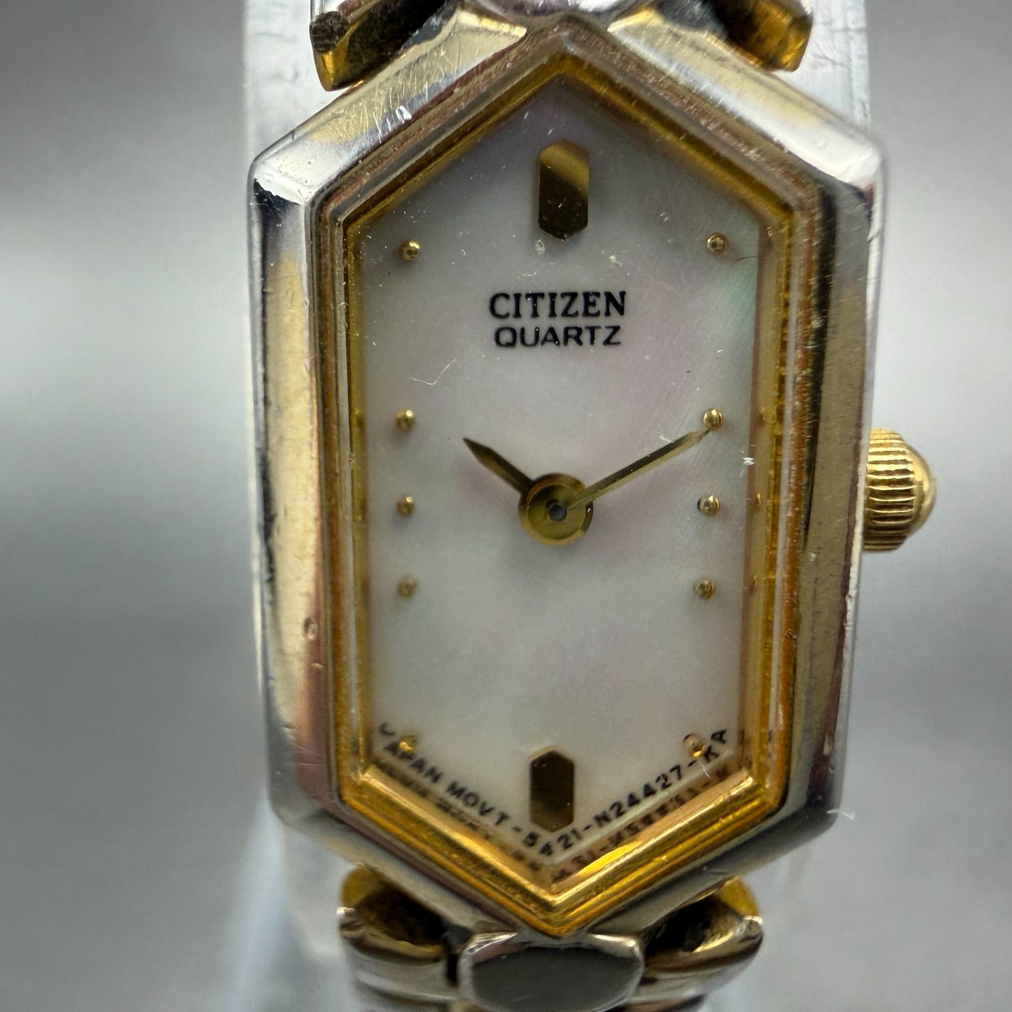 Citizen Watch Women 13mm MOP Dial Gold Tone Hexagon 5421-S41185 New Battery ABC1