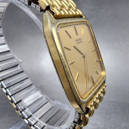 Seiko Tank Watch Men 27mm Gold Dial Gold Tone Rectangle 74305309 PARTS4