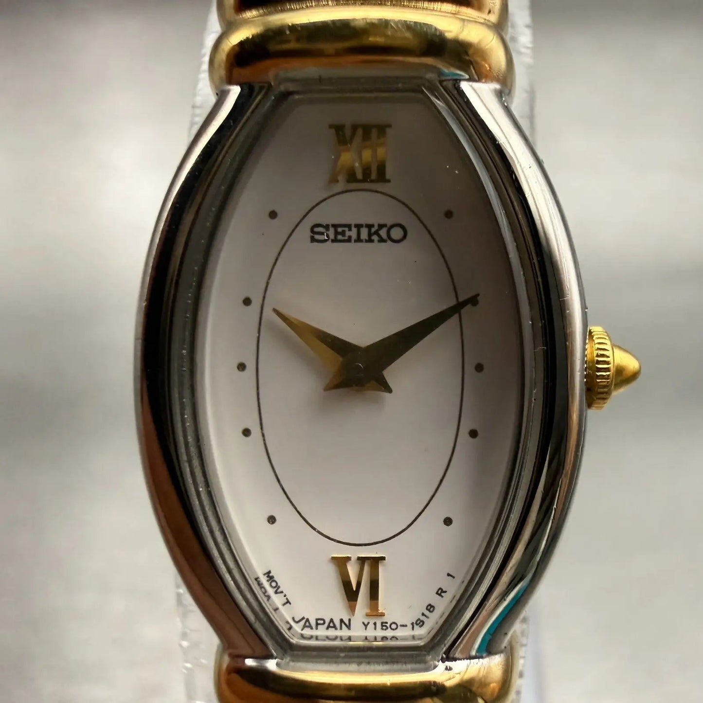 Seiko Watch Women 16mm White Dial Two Tone Oval Y150-5N90 New Battery Vintage1
