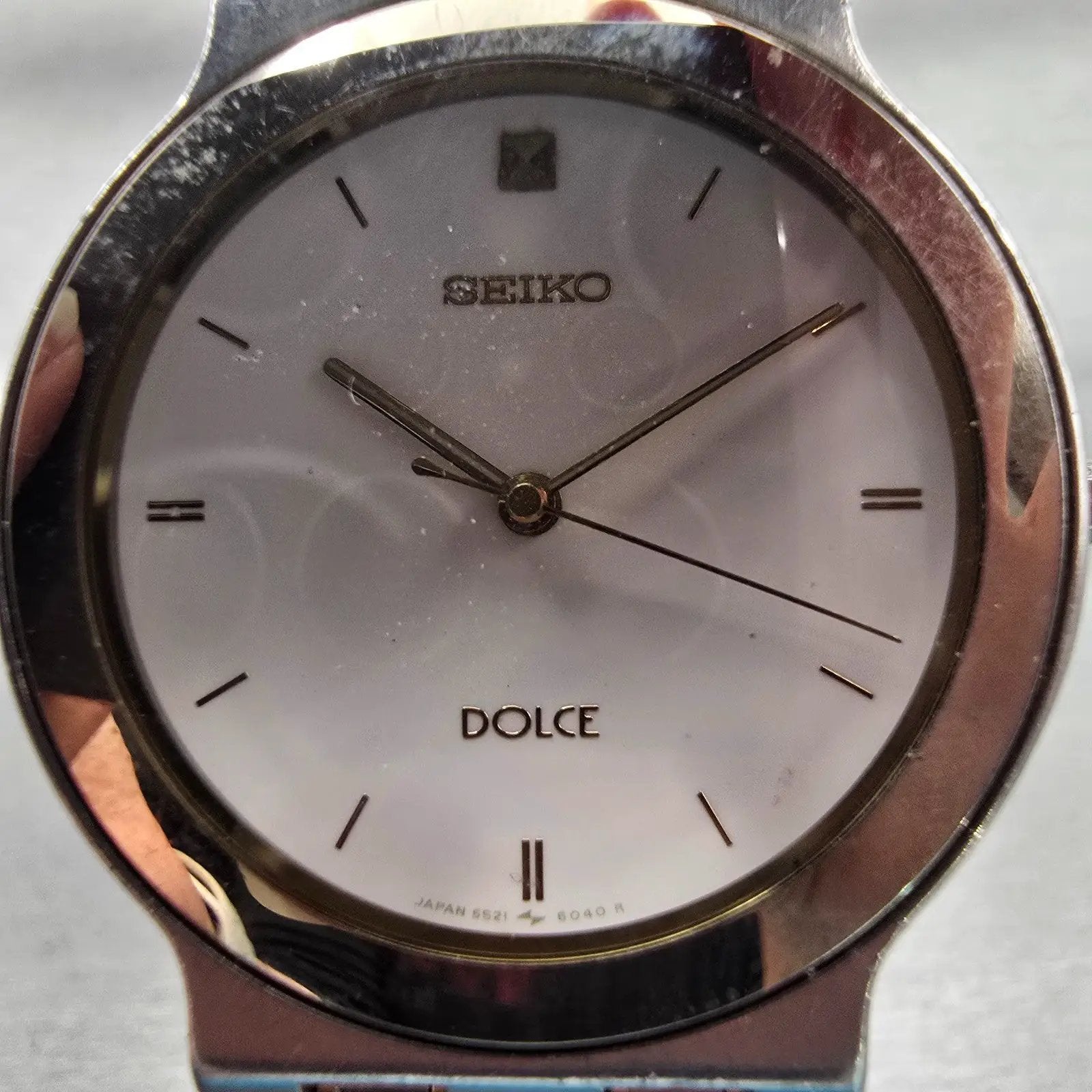 Seiko Dolce Watch Men 33mm White Dial Silver Tone Round 5S21-6030 New Battery1