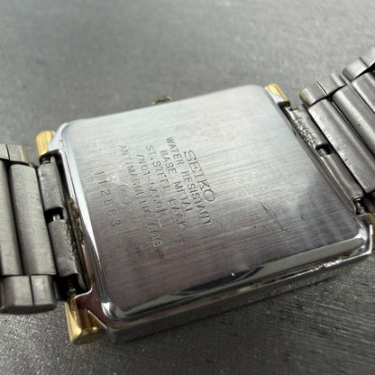 Seiko Spirit Tank Watch Men 25mm Gray Dial Two Tone 7n01-5a50 New Battery VTG9