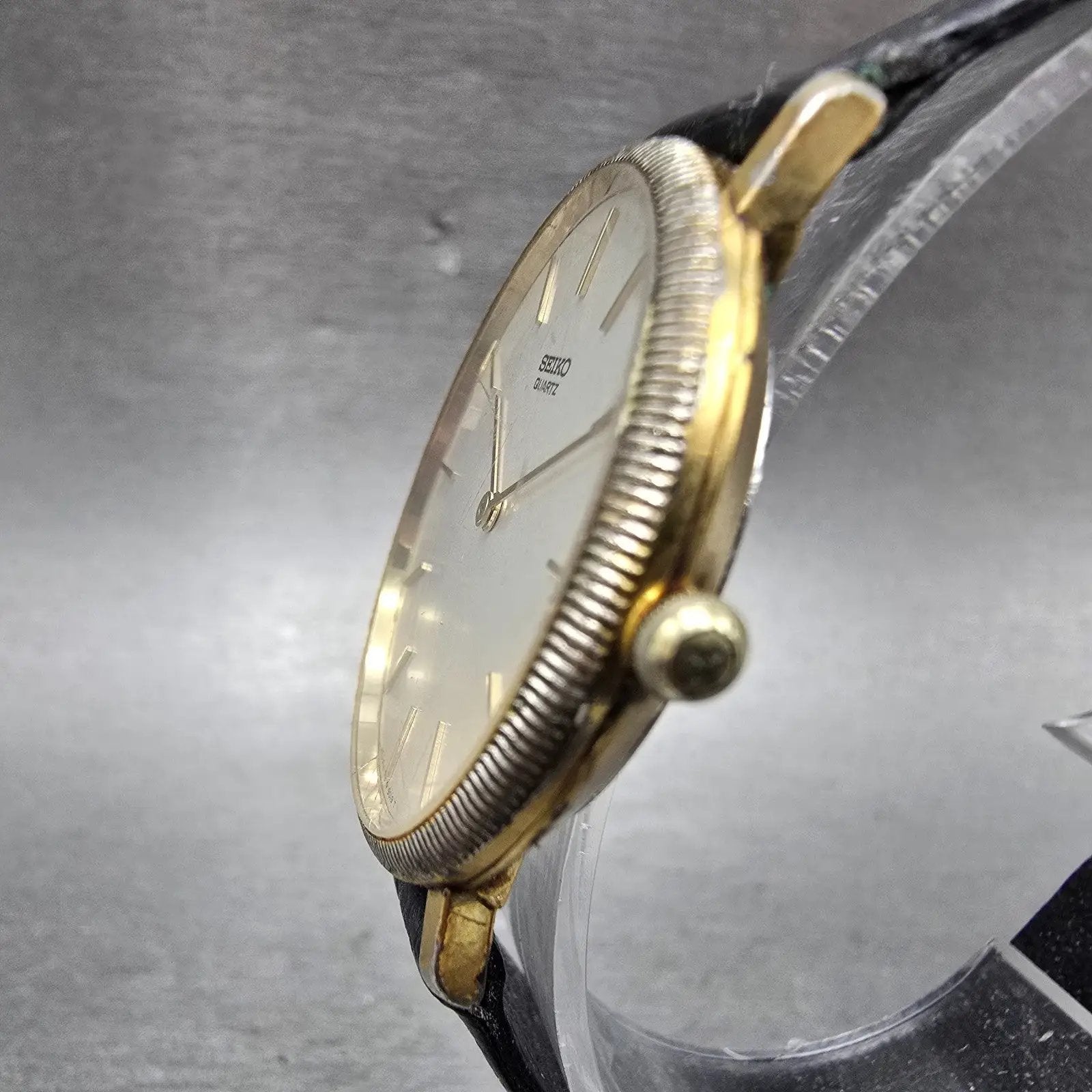 Seiko Watch Men 33mm Silver Dial Gold Tone Round READ!!!! 7800-9039 New Battery2