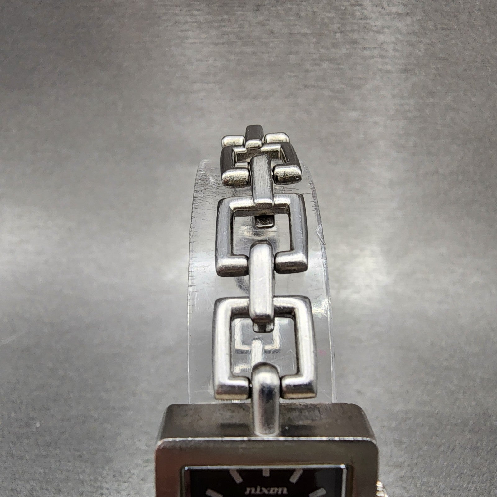 Nixon The Charm Watch Women 19mm Black Dial Silver Tone Square New Battery4