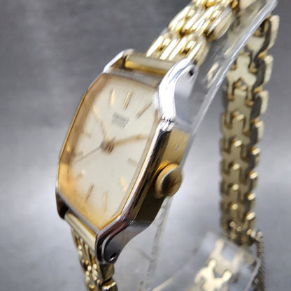 Seiko Tank Watch Women 19mm Champagne Dial Gold Tone 14215660 New Battery2