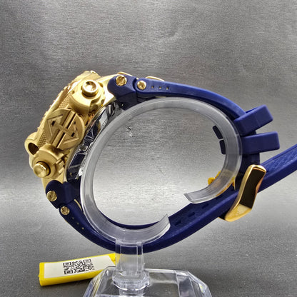 Invicta Sub Aqua Chronograph Triple Calendar Watch Men 50mm Blue Dial Gold Runs6