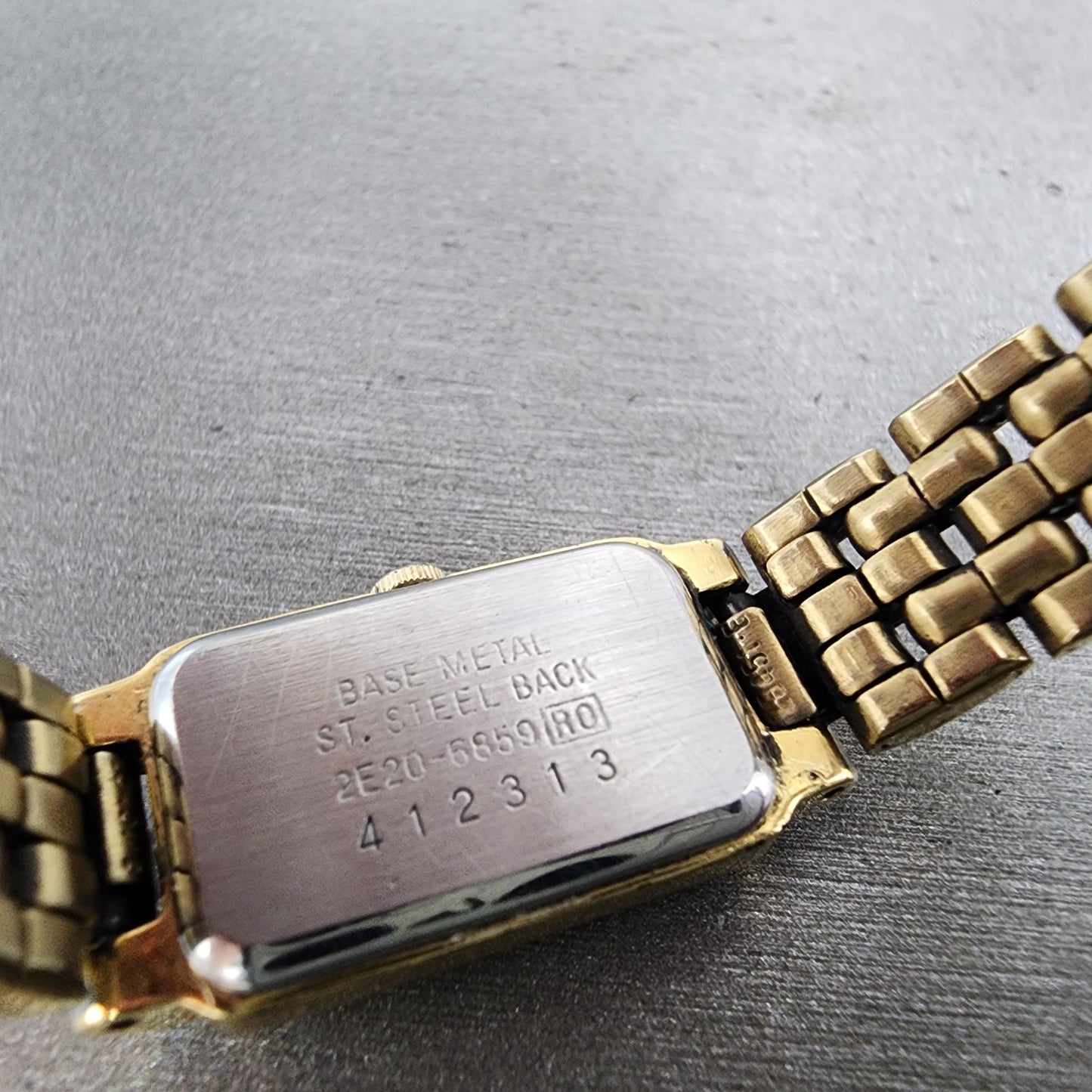Seiko Tank Watch Women 13mm Silver Tone Gold Tone Rectangle 2e206859 NewBattery9