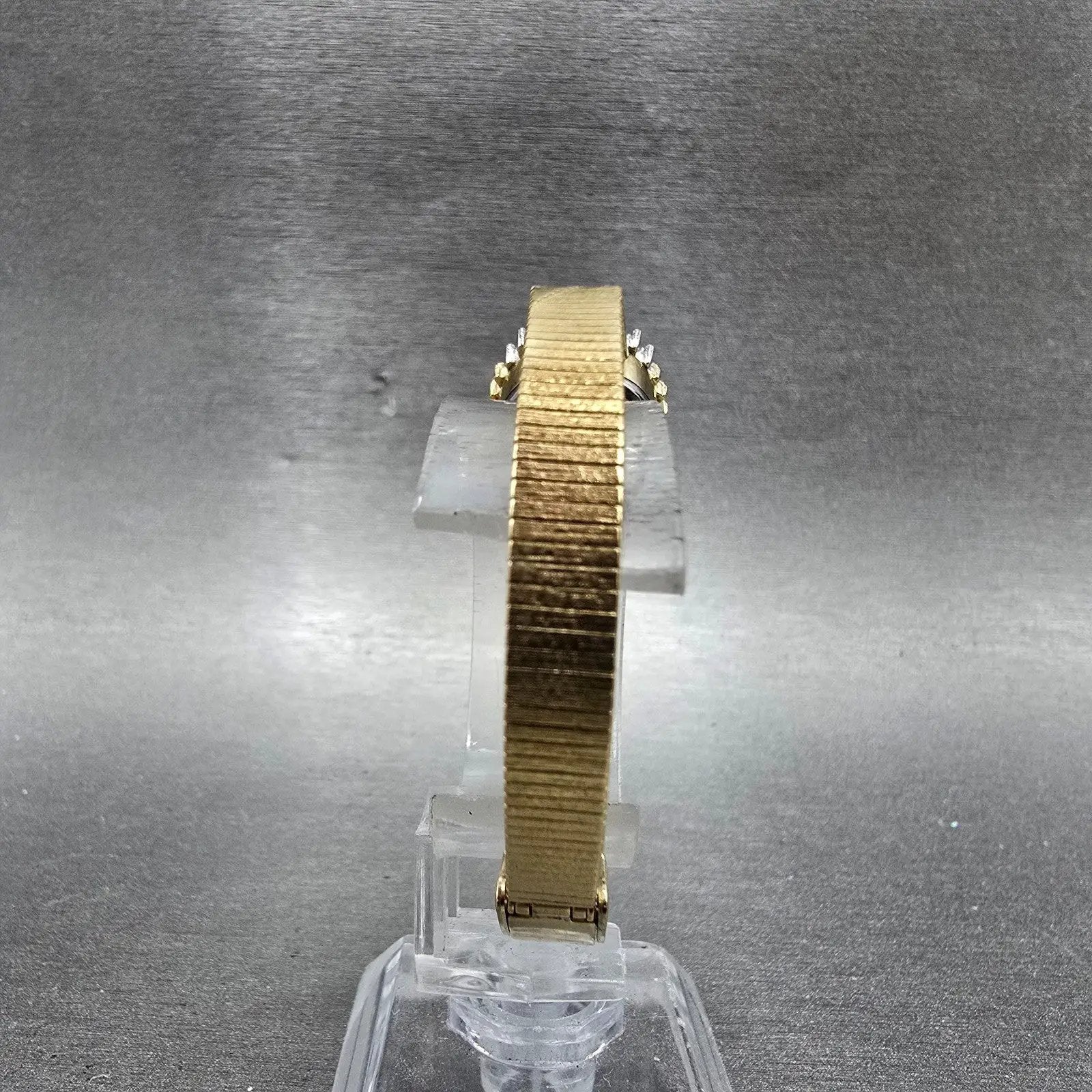Armitron Deauville Diamond Watch Women 15mm Gold Dial Gold Sapphire Oval NewBatt7