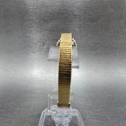 Armitron Deauville Diamond Watch Women 15mm Gold Dial Gold Sapphire Oval NewBatt7