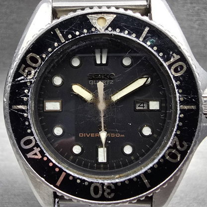 Seiko Dive Watch Women 33mm Black Dial Two Tone Date Round 2625-0019 New Batt1