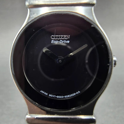 Citizen Eco-Drive Watch Women 22mm Black Dial Silver Tone B023-S053188 Runs1