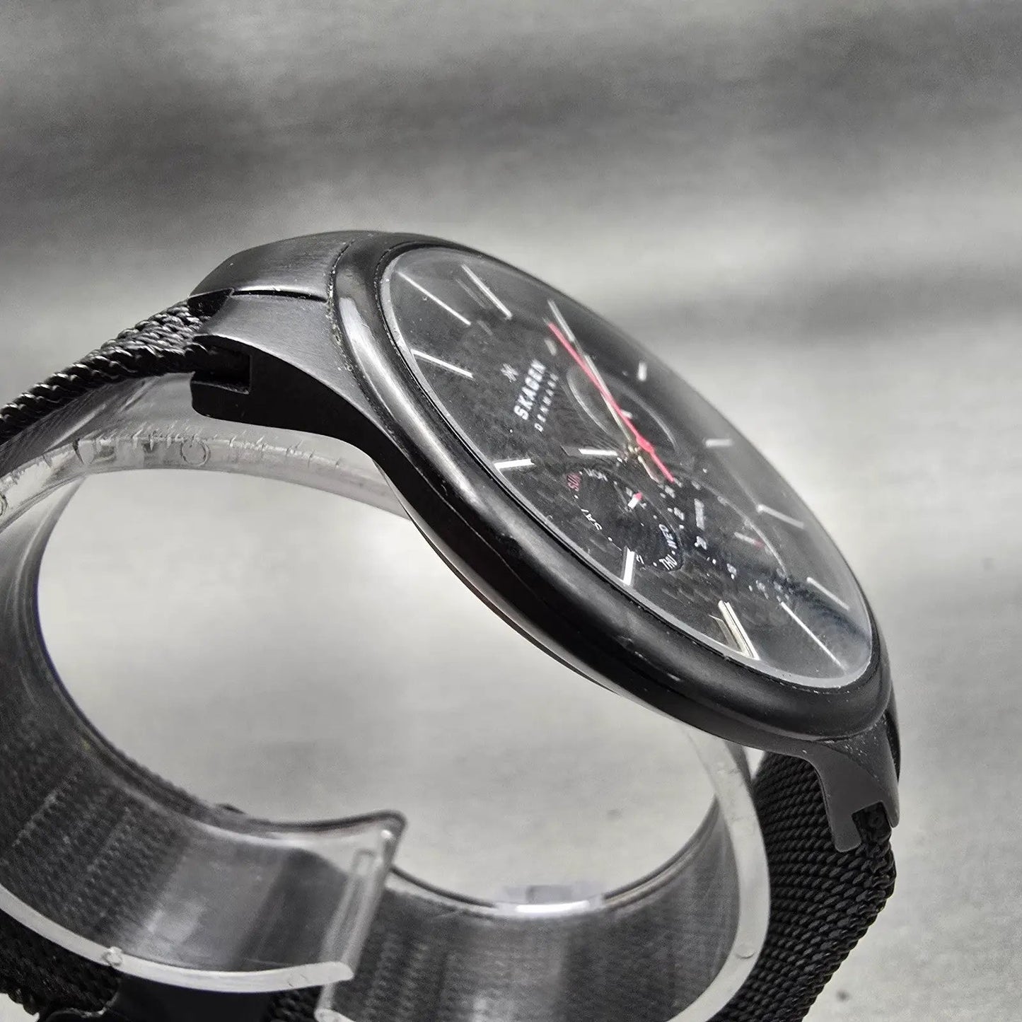Skagen Titanium Watch Men 40mm Black Dial Black Tone Daydate 809XLTBB New Batt3